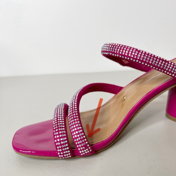 Report Rose Pink Rhinestone Embellished Block Heels Size 9 - Picture 5 of 9